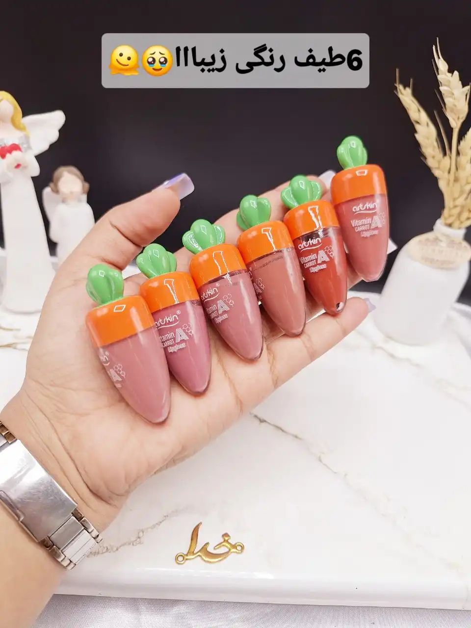 پک رژ لب مایع 6 عددی طرح هویج برند آرت اسکین artskin
