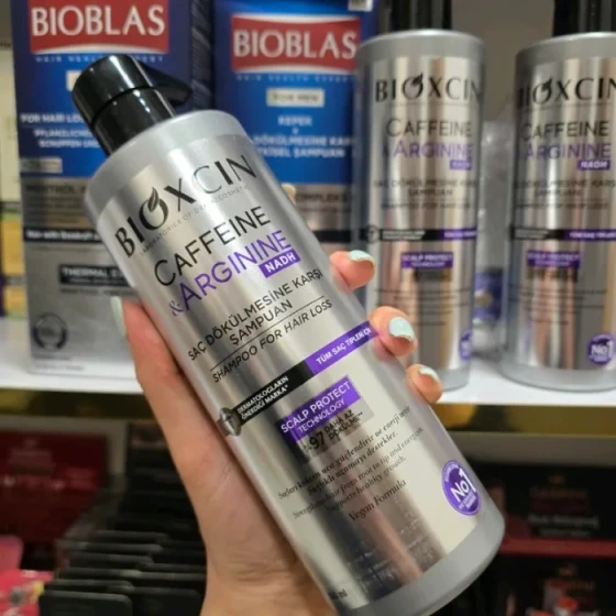 شامپو تخصصی ضد ریزش و تقویت کننده موی سر BIOX حاوی کافئین و ال ارژنین حجم 500 میلی لیتر