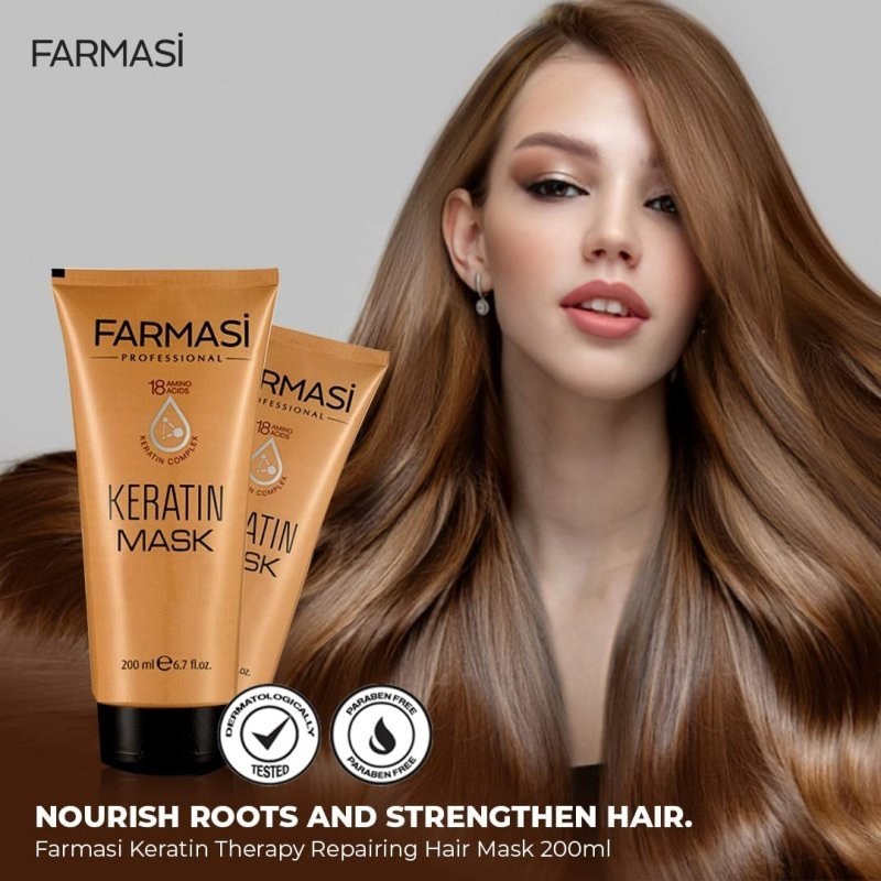 ماسك موی کراتین ترميم كننده موهای خشك و آسيب ديده keratin حجم 200 ميل