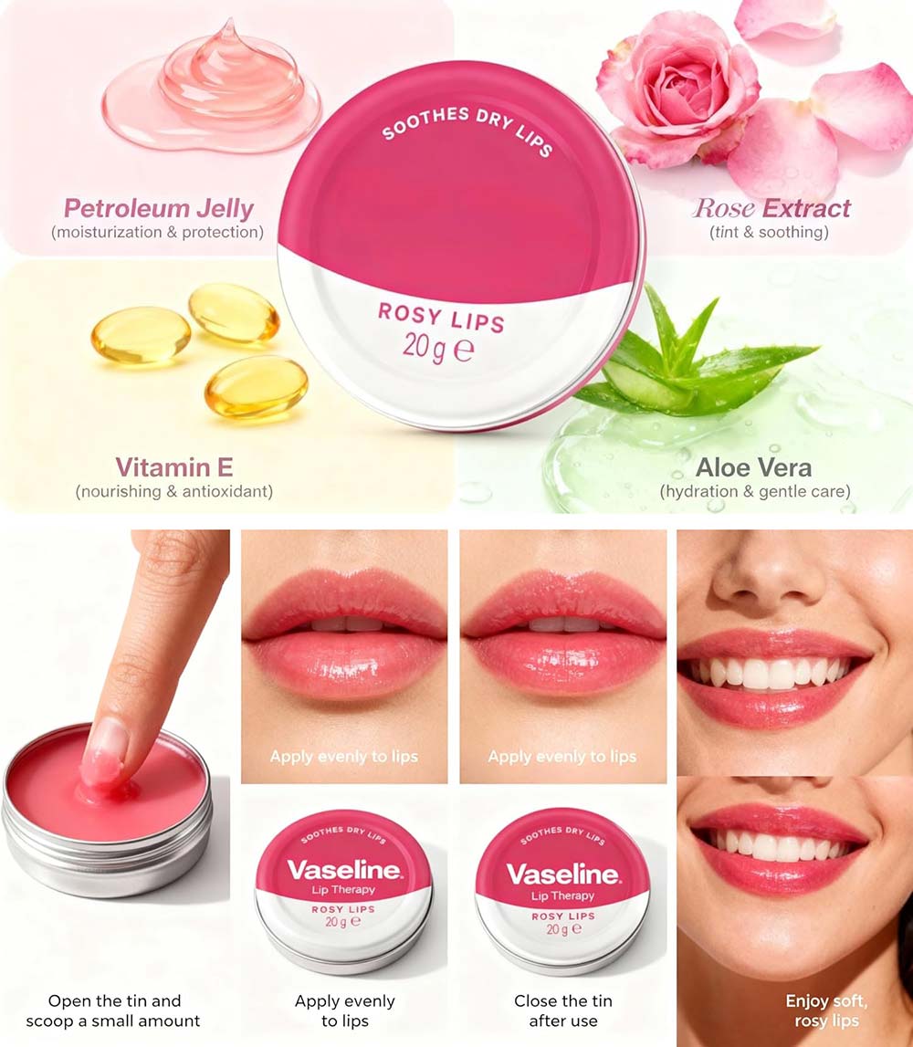 بالم لب فلزی برند اورجینال لهستان (نرم کننده و ترمیم کننده لب) Lip Therapy rosy حجم ۲۰ گرم