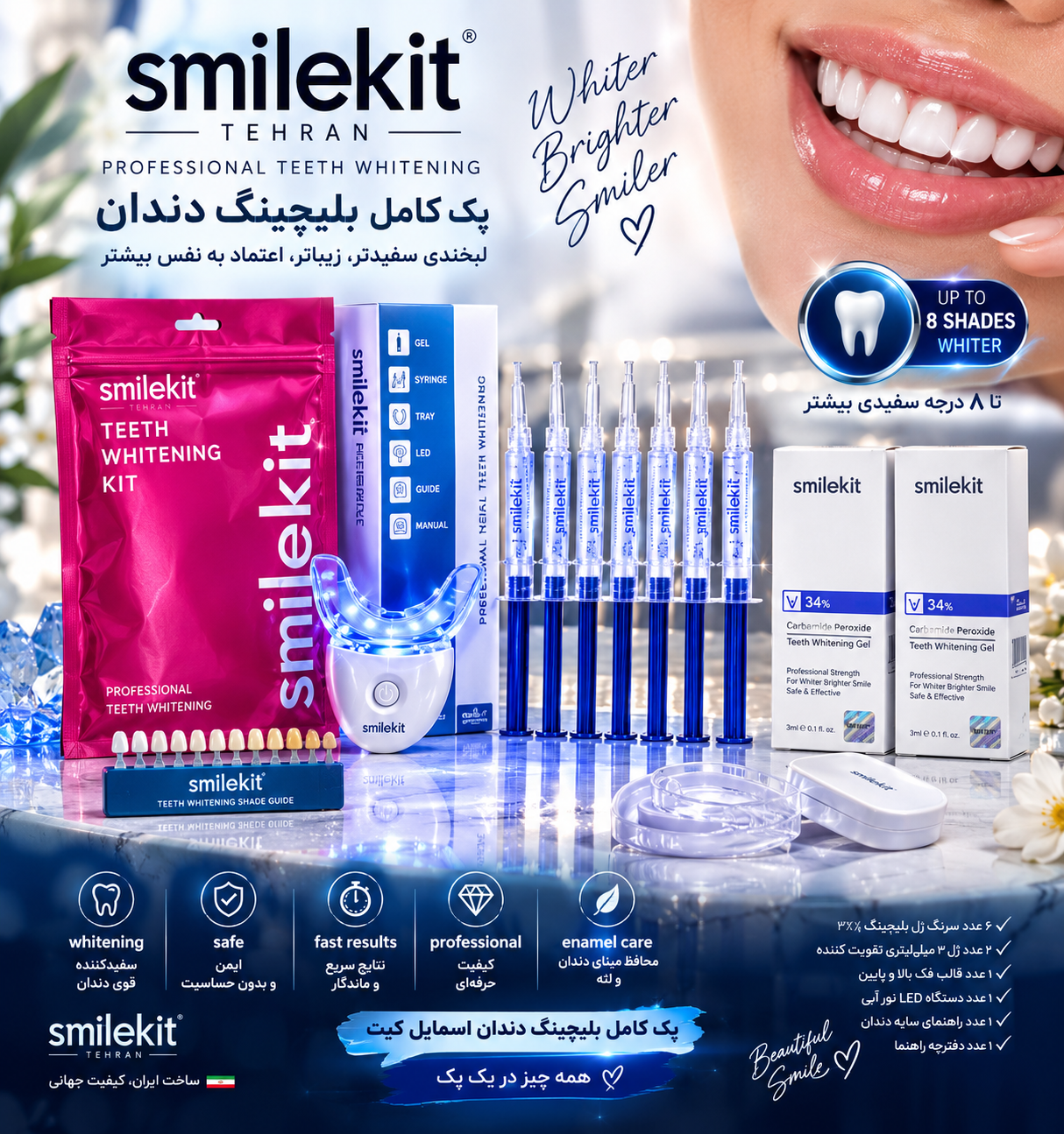 کیت حرفه ای سفید کننده دندان SmileKit Pro